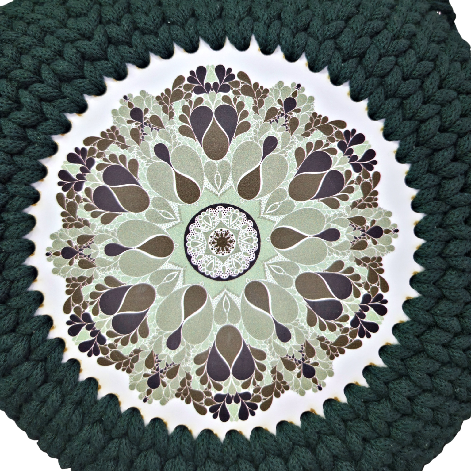 MANDALA FOREST – Körtáska Egyedi Designer Grafikával (Fenyőzöld)