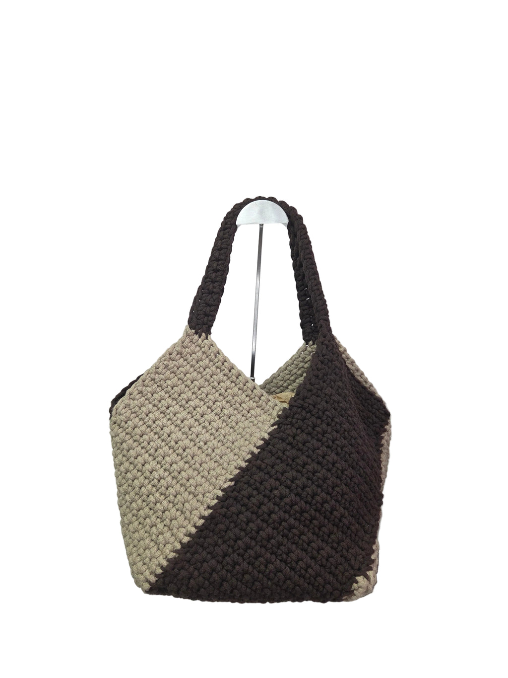 GEA – Nagy Horgolt Shopper Táska (Kétszínű Geometriával)