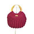 DAHLIA – Crochet Handbag with Wooden Handle (Deep Burgundy)